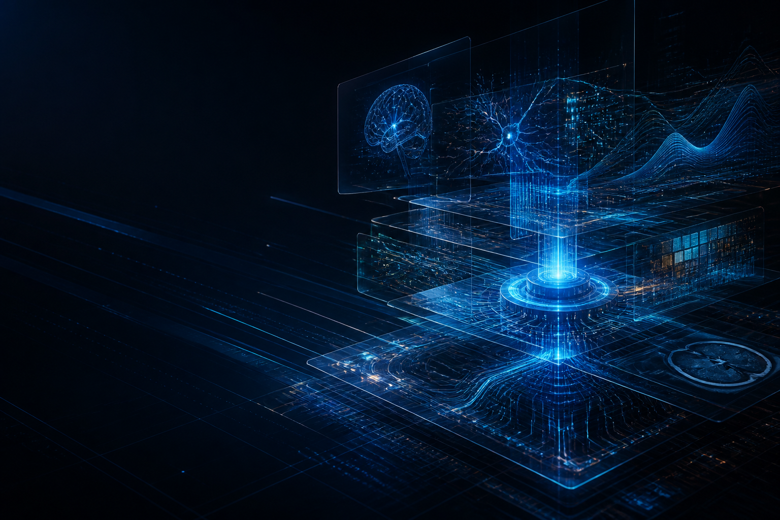 Abstract visualisation of connected machine learning infrastructure