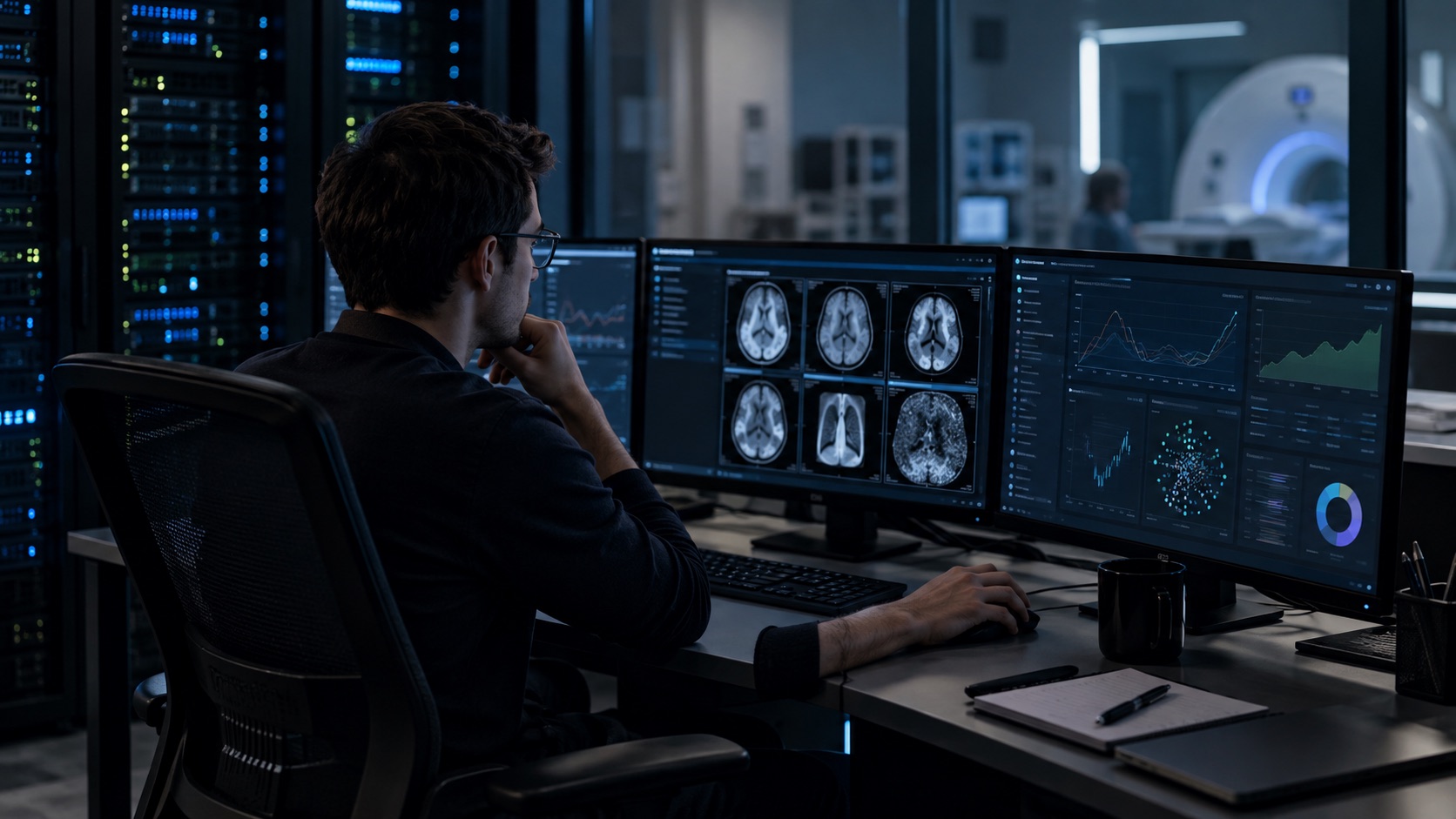 Engineer reviewing a clinical AI workflow
